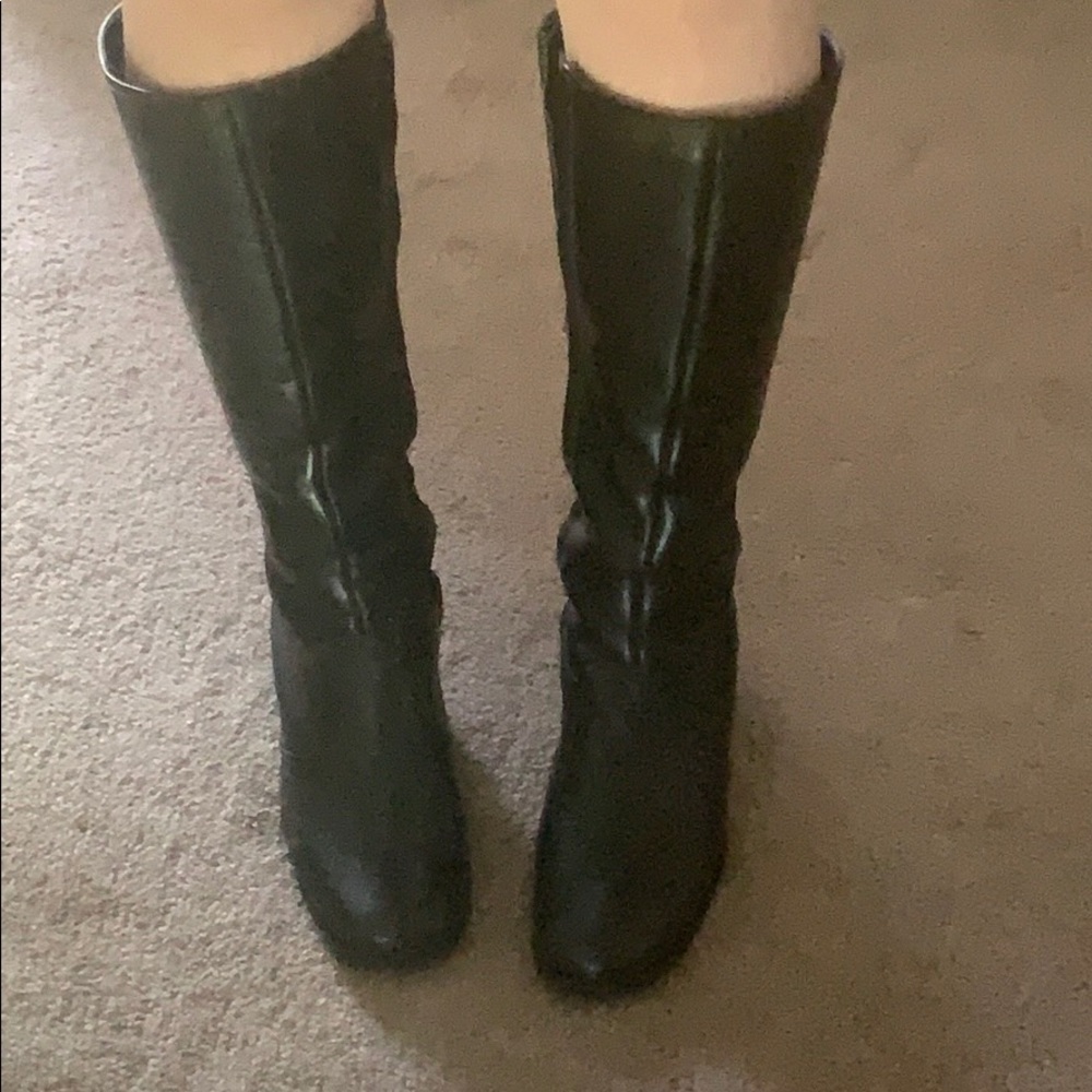 Black real leather boots-under knee 7 1/2